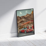 Porsche 911 at Petrol Petrol Station Vintage Poster