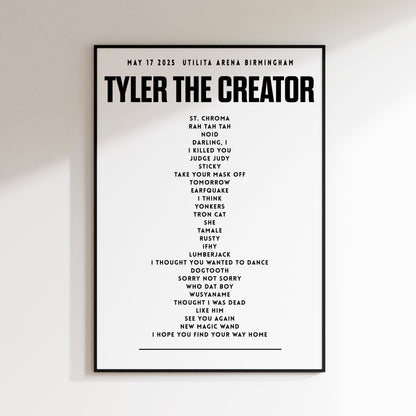 Tyler The Creator Setlist - May 17th 2025, Utilita Arena Birmingham