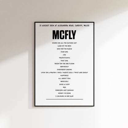 McFly setlist - 21st August 2024 at Alexandra Head, Cardiff, Wales