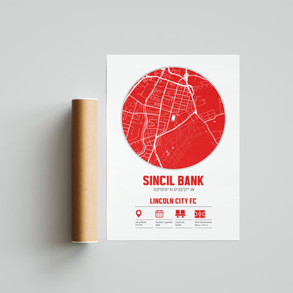 Sincil Bank, Lincoln City FC - Football Stadium Custom Map Print