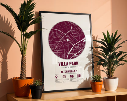 Villa Park - Aston Villa - Football Stadium Custom Map Print