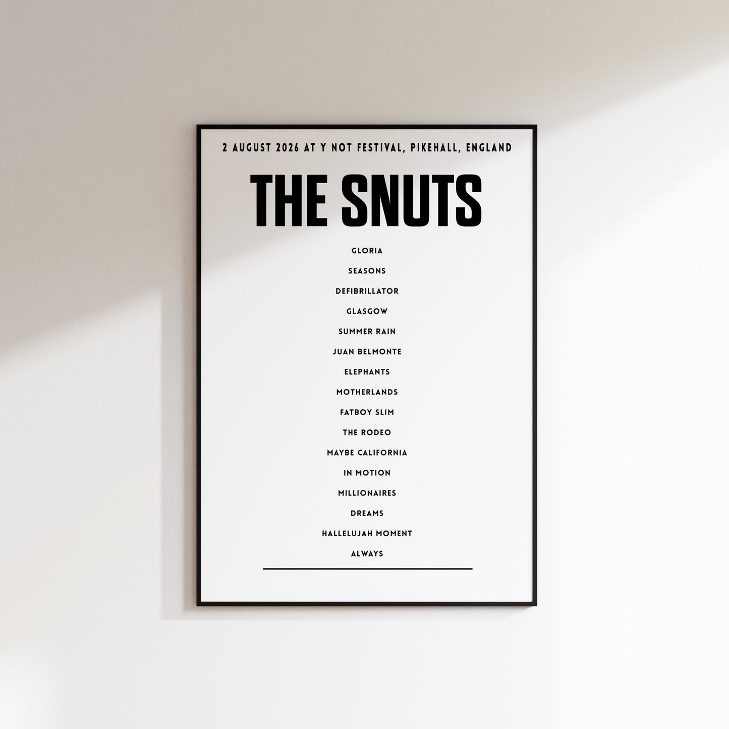 The Snuts setlist – 2nd August 2026 at Y Not Festival, Pikehall, England