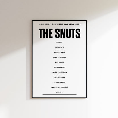 The Snuts setlist – 6 July 2026 at First Direct Bank Arena, Leeds