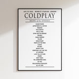 Coldplay Music of the Sphere Your Setlist Poster - 22nd August, Wembley Stadium, London UK