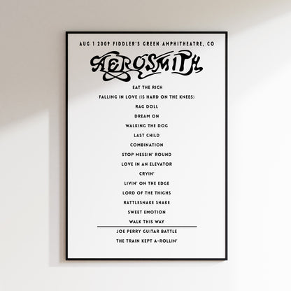 Aerosmith Setlist - August 1st 2009 Fiddlers Green Amphitheatre