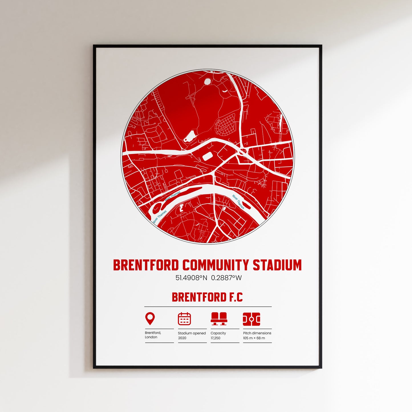 Brentford Community Stadium, Brentford FC - Football Stadium Custom Map Print