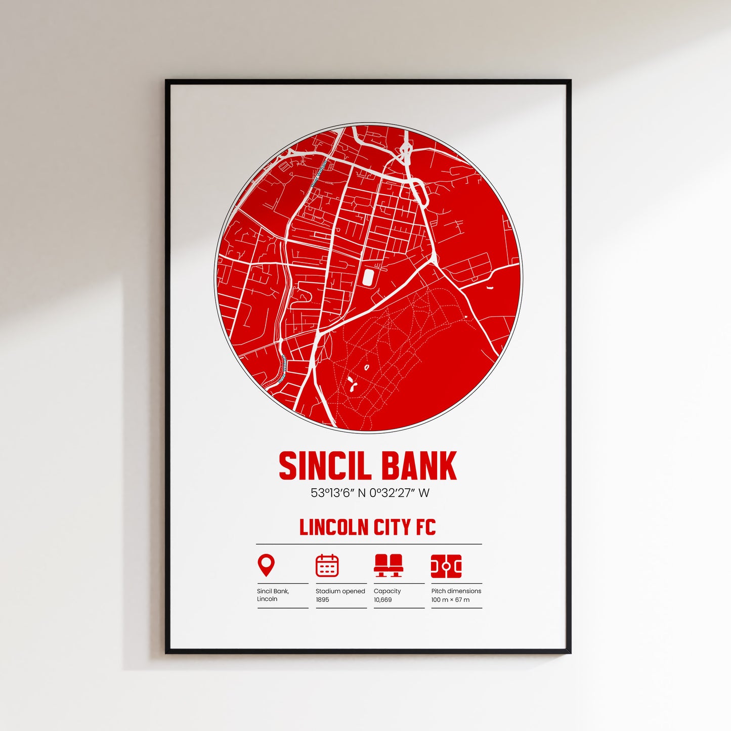 Sincil Bank, Lincoln City FC - Football Stadium Custom Map Print