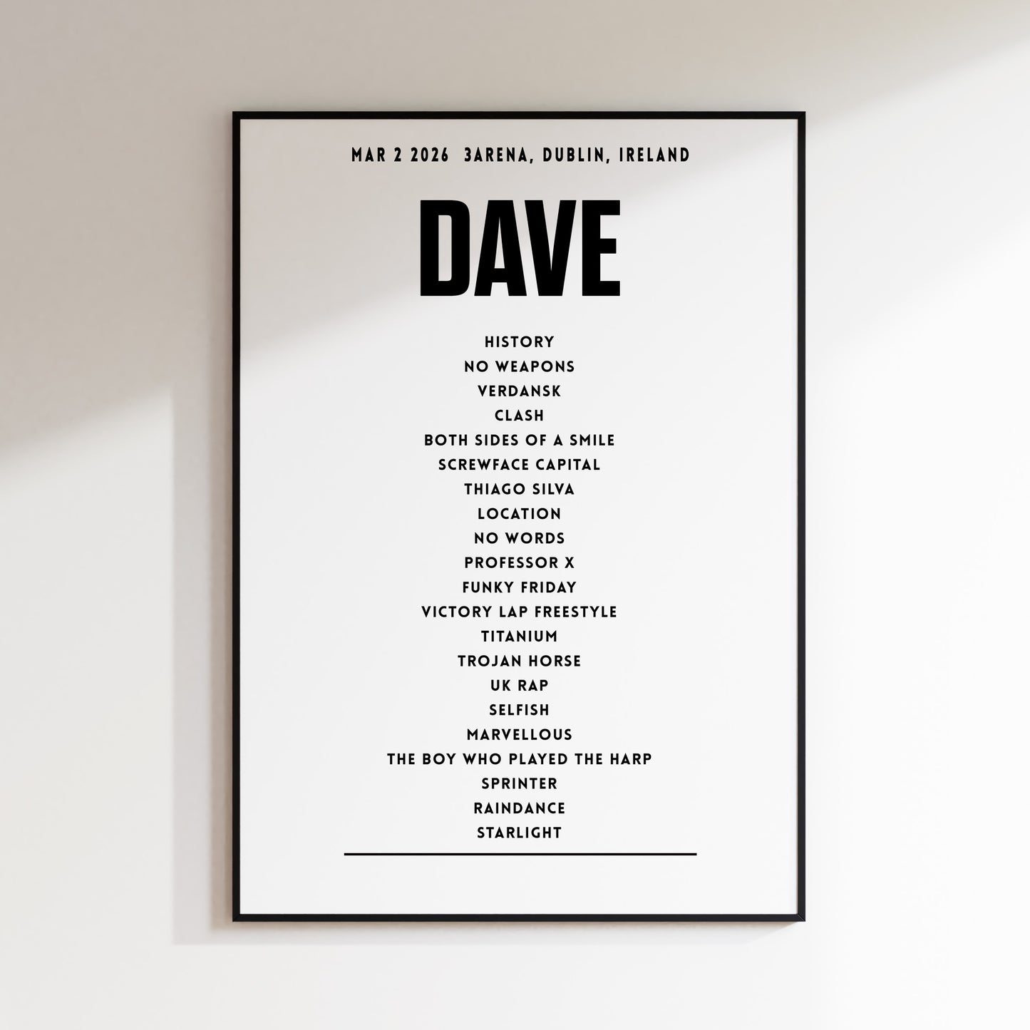 Dave – 2. März 2026 in der 3Arena, Dublin, Irland