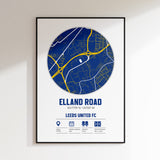 Elland Road, Leeds United – Individueller Kartendruck für das Fußballstadion