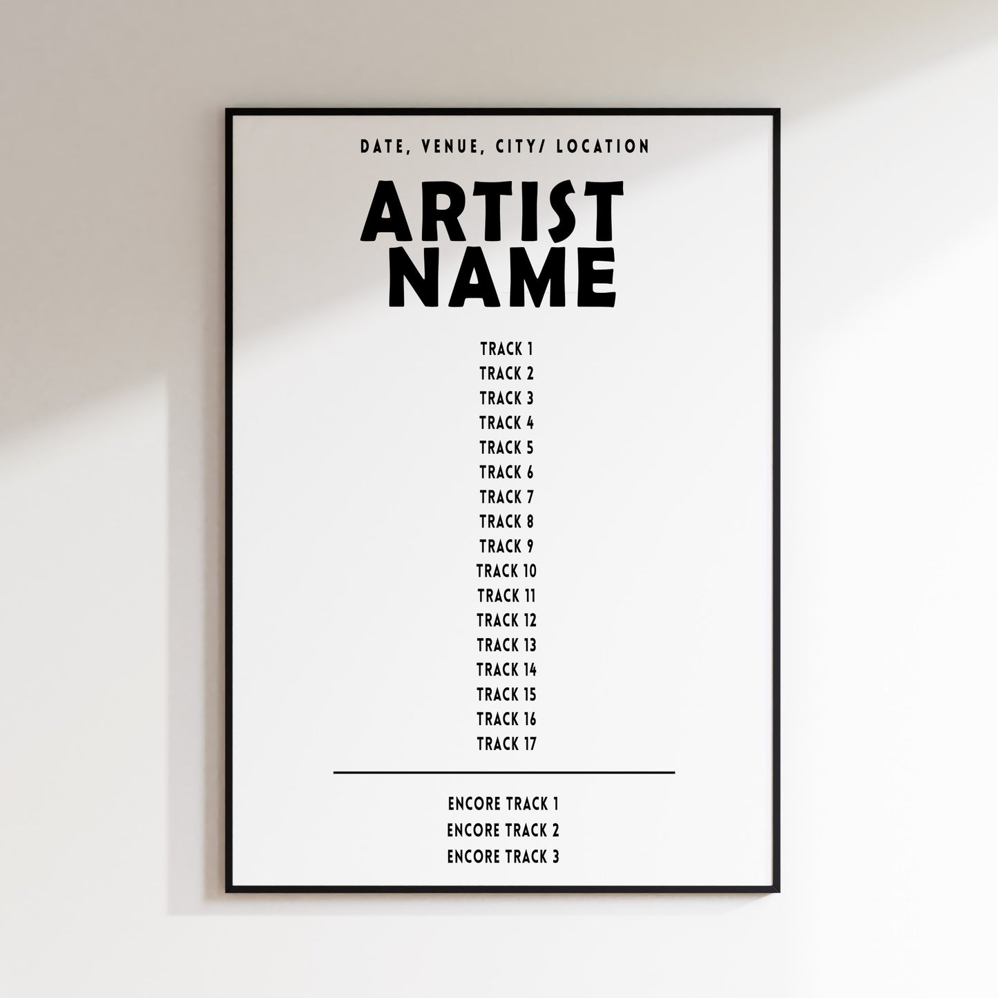 Any Setlist Custom Poster Print – Choose Gig Concert Tour