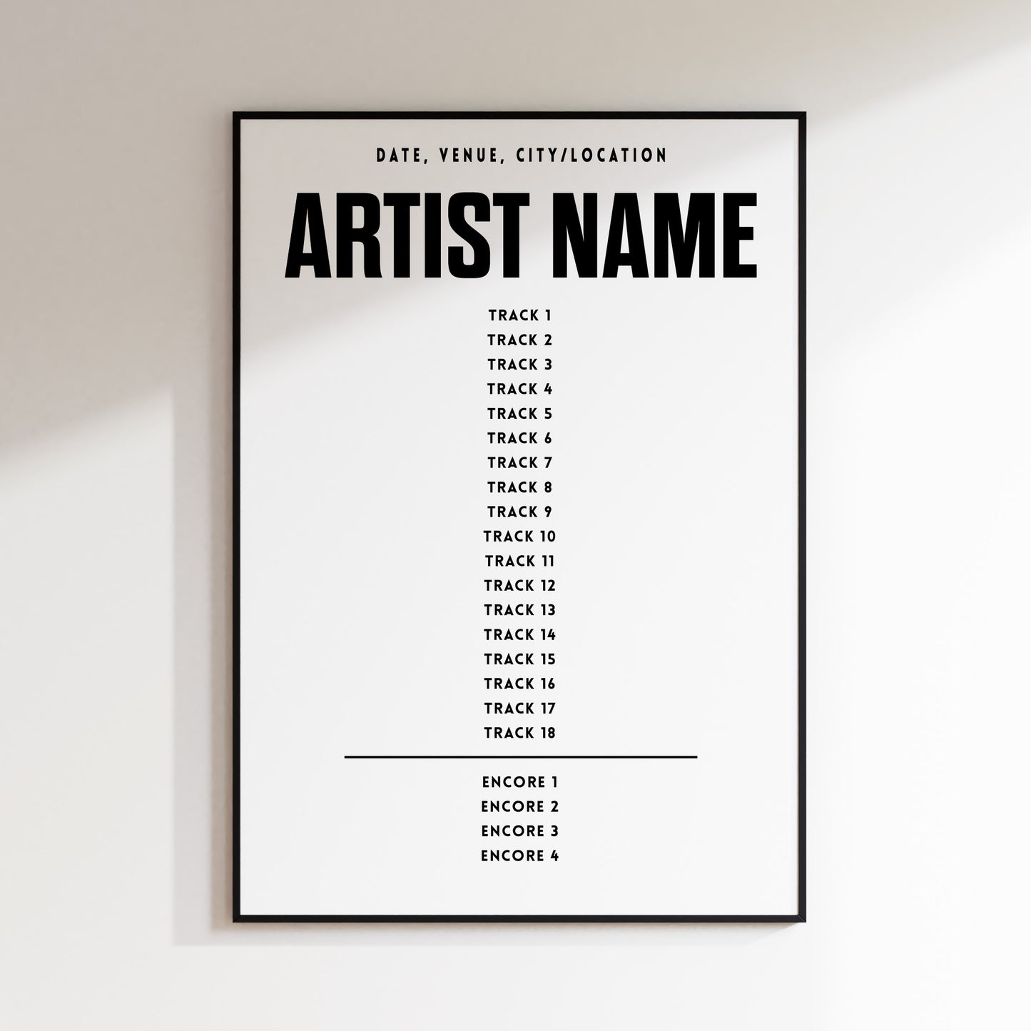 Personalized Custom Concert Setlist Poster | Any Artist, Any Tour