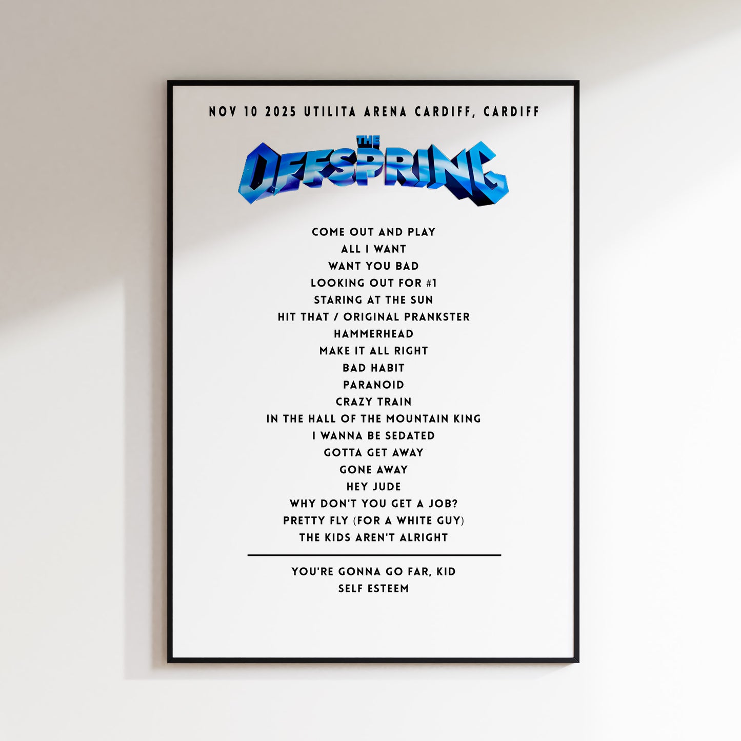 The Offspring Setlist - November 10th 2025 Utilita Arena Cardiff, Cardiff