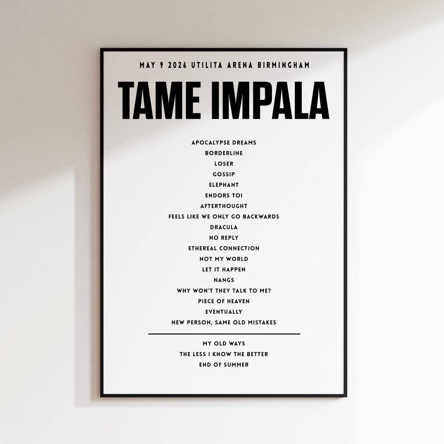 Tame Impala - May 9th 2026 at Utilita Arena Birmingham, England