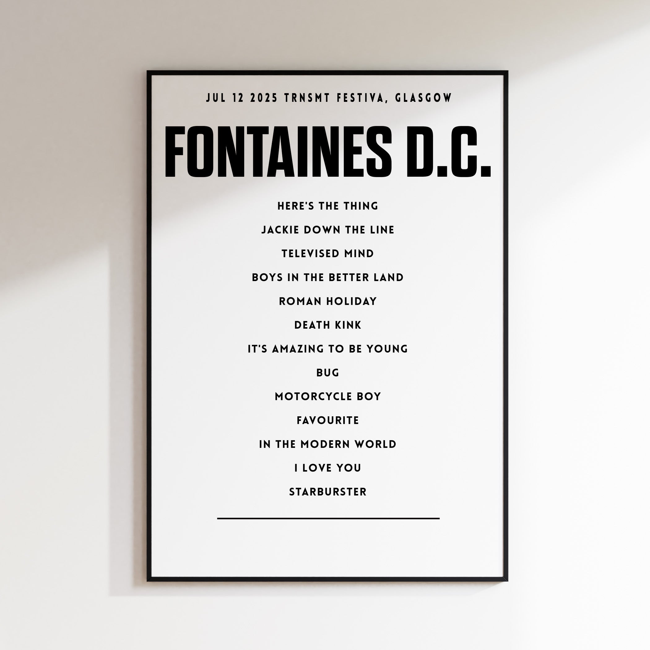 Setlist Frame Fontaines D.C. , July 12th 2025, TRNSMT Festival, Glasgow Green ...