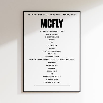 McFly setlist - 21st August 2024 at Alexandra Head, Cardiff, Wales