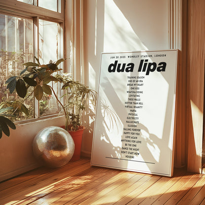 Dua Lipa Wembley 2025 UK Setlist Poster – Radical Optimism Tour Print