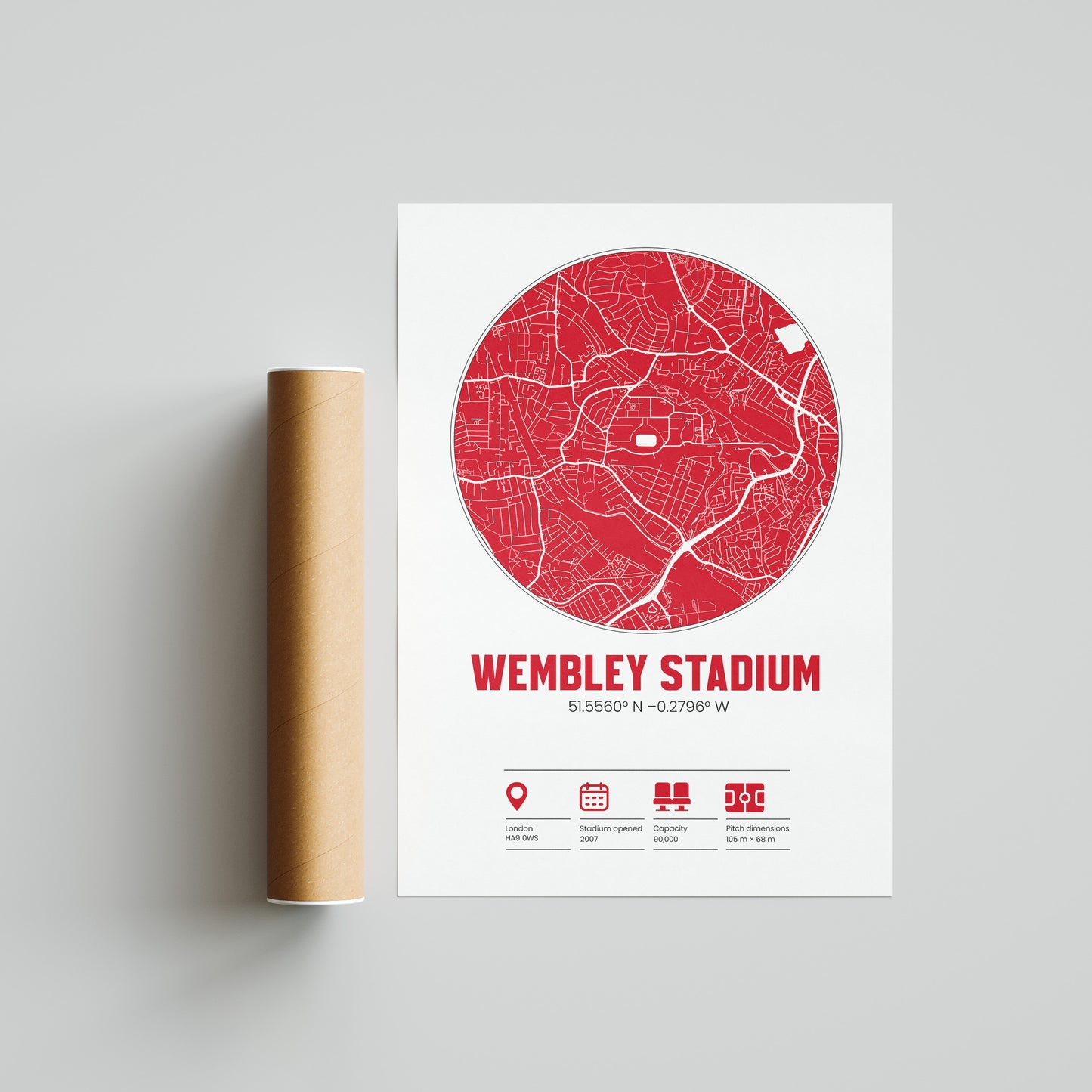 Wembley  - Football Stadium Custom Map Print