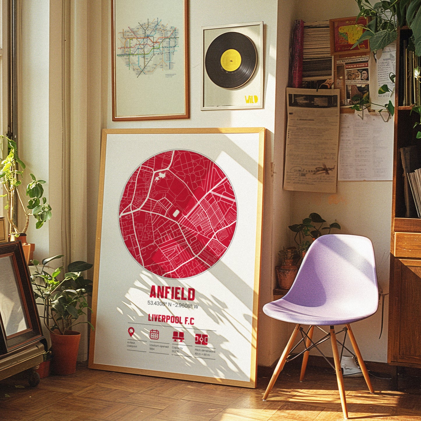 Liverpool FC - Anfield - Football Stadium Custom Map Print