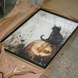 Balck Cat and Pumpkin Halloween Scene (2)