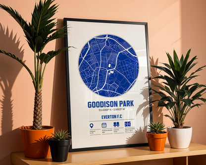Goodison Park, Everton  - Football Stadium Custom Map Print