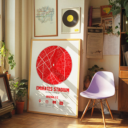 Emirates Stadium - Arsenal - Football Stadium Custom Map Print