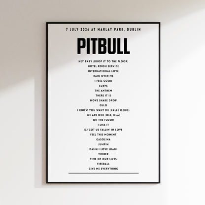 PITBULL setlist - 7 July 2026 at Marlay Park, Dublin