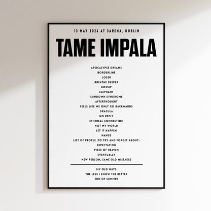 Tame Impala setlist - 13th May 2026 at 3Arena, Dublin