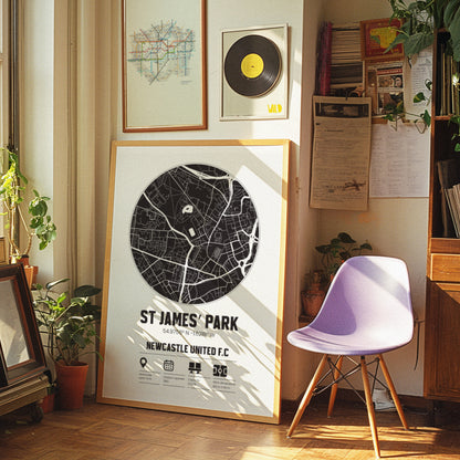 St James' Park Newcastle - Football Stadium Custom Map Print