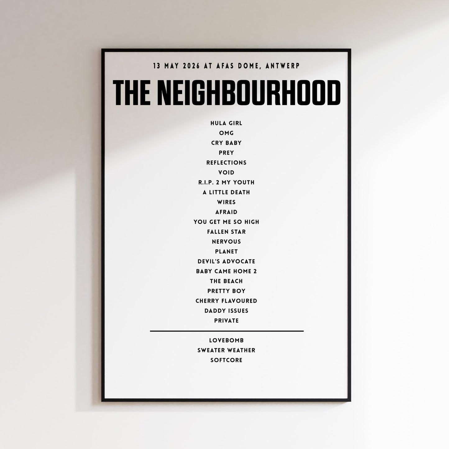 The Neighbourhood Setlist - 13th May 2026 at AFAS Dome, Merksem, Belgium