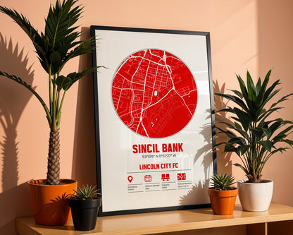 Sincil Bank, Lincoln City FC - Football Stadium Custom Map Print