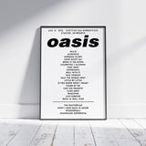 Oasis Setlist Poster - 12th August,  Scottish Gas Murrayfield Stadium, Edinburgh, Scotland