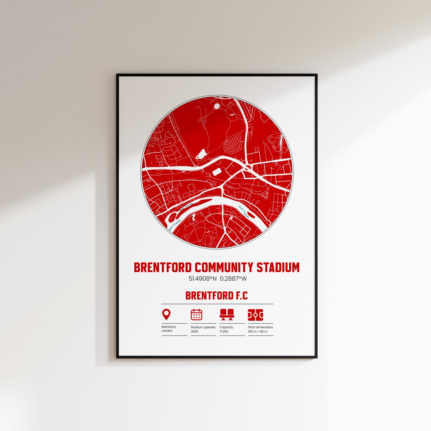 Brentford Community Stadium, Brentford FC - Football Stadium Custom Map Print