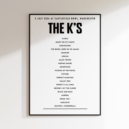 The K’s setlist – 3 July 2026 at Castlefield Bowl, Manchester