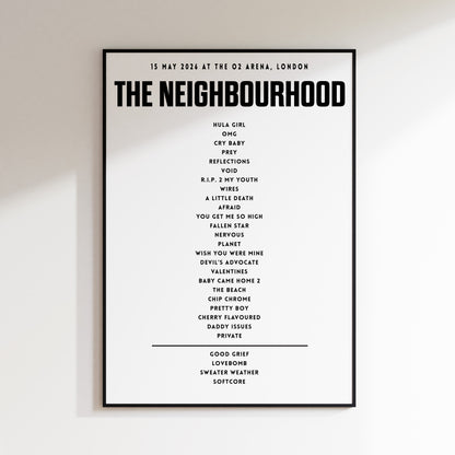 The Neighbourhood Setlist - 15th May 2026 at The O2 Arena, London, England