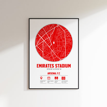 Emirates Stadium - Arsenal - Football Stadium Custom Map Print