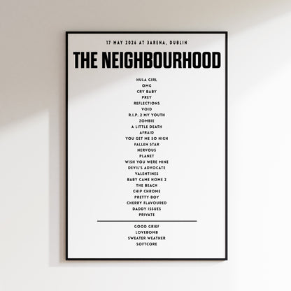 The Neighbourhood Setlist - 17th May 2026 at 3Arena, Dublin, Ireland