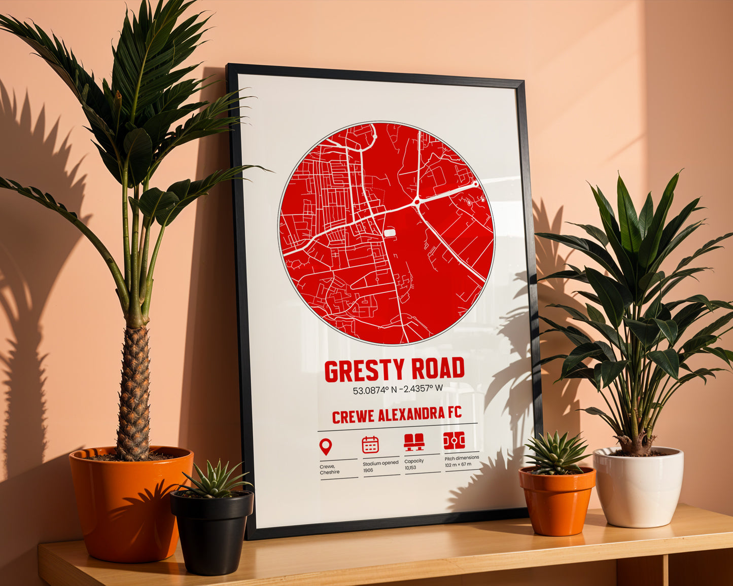 Gresty Road, Crew Alexandra FC - Football Stadium Custom Map Print