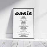 Oasis-Setlist-Poster – 3. August, Wembley-Stadion, London