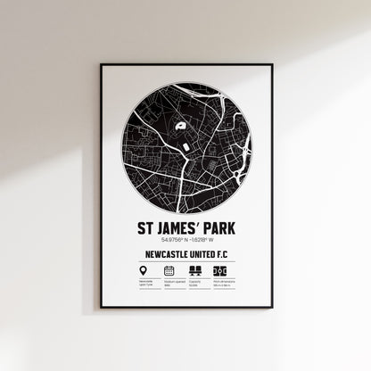 St James' Park Newcastle - Football Stadium Custom Map Print