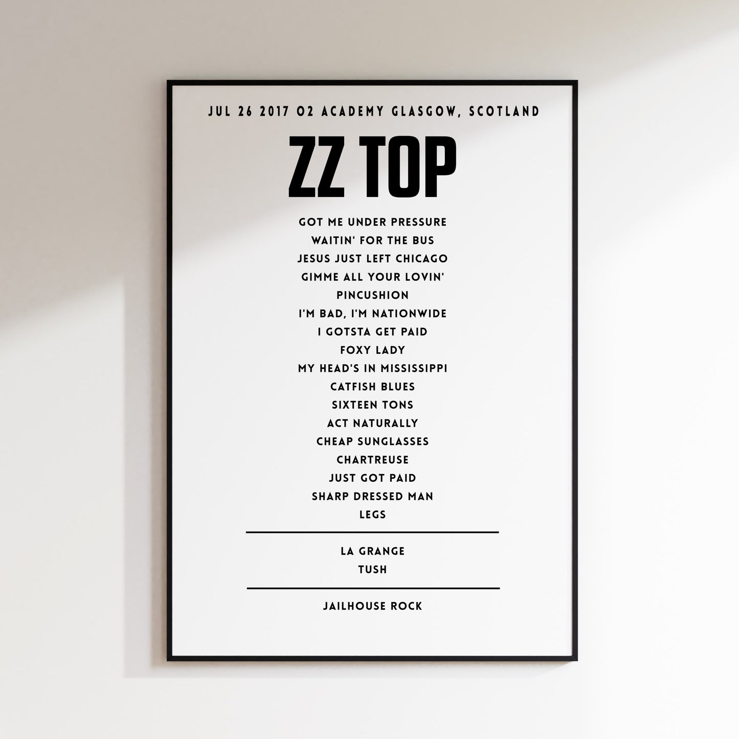 ZZ Top - July 26th 2017,  O2 Academy Glasgow, Glasgow, Scotland
