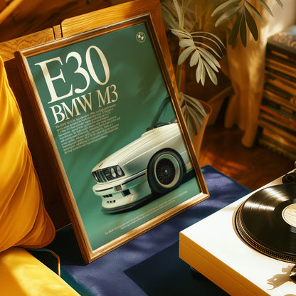 BMW E30 M3 Vintage Poster