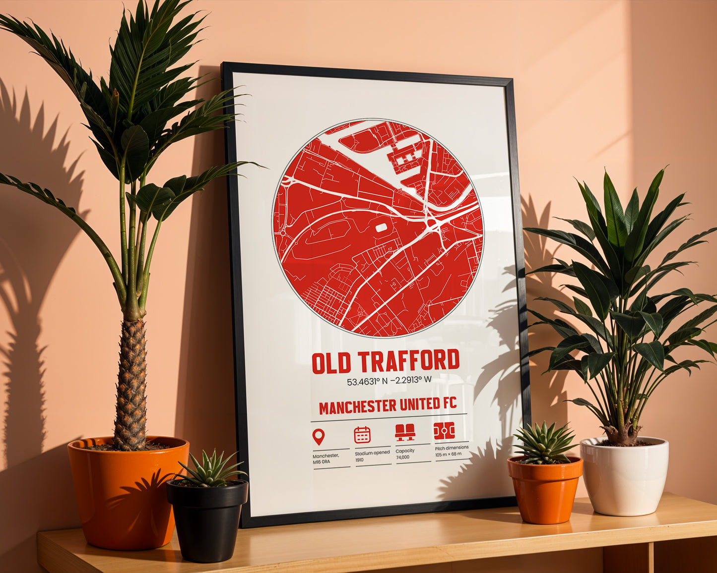 Old Trafford, Manchester United FC - Football Stadium Custom Map Print
