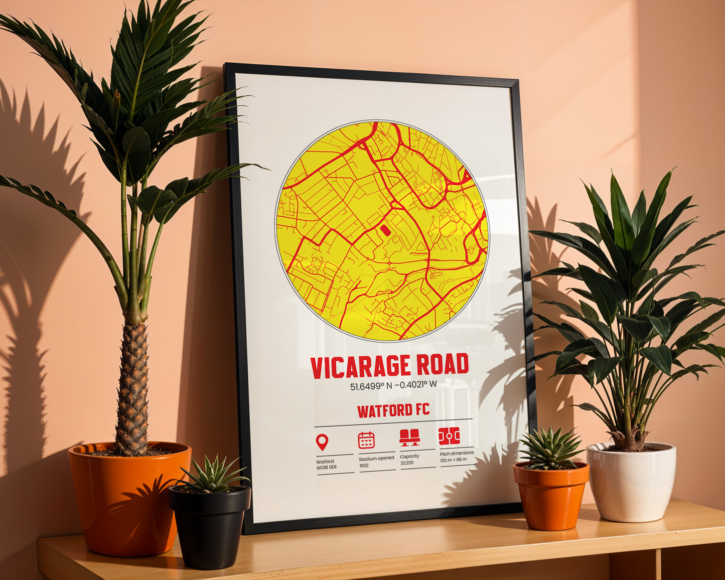 Vicarage Road, Watford FC - Football Stadium Custom Map Print