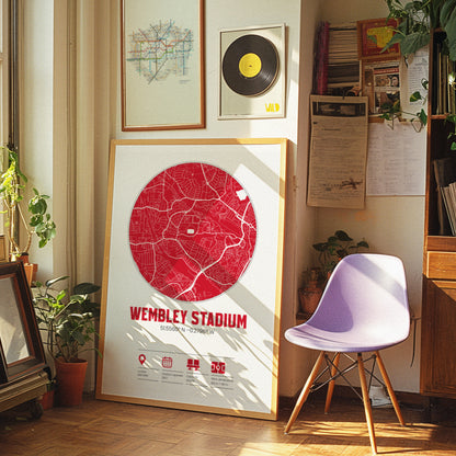 Wembley  - Football Stadium Custom Map Print