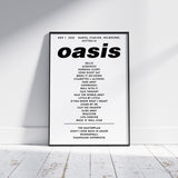 Oasis-Setlist-Poster – 1. November, Marvel Stadium, Melbourne, Australien