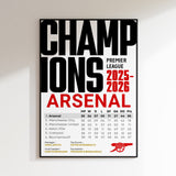 Arsenal Premier League Winners 2025-2026 Poster