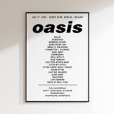 Oasis Setlist Poster - 17th August 2025, Croke Park, Dublin, Ireland