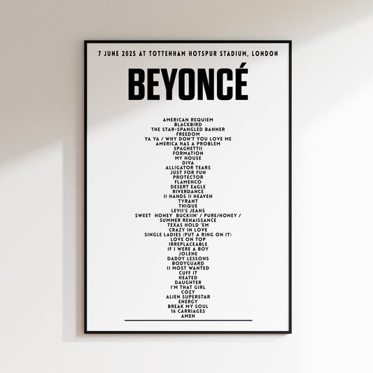 Beyoncé setlist - 7th June 2025 at Tottenham Hotspur Stadium, London