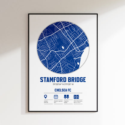 Stamford Bridge, Chelsea FC - Football Stadium Custom Map Print