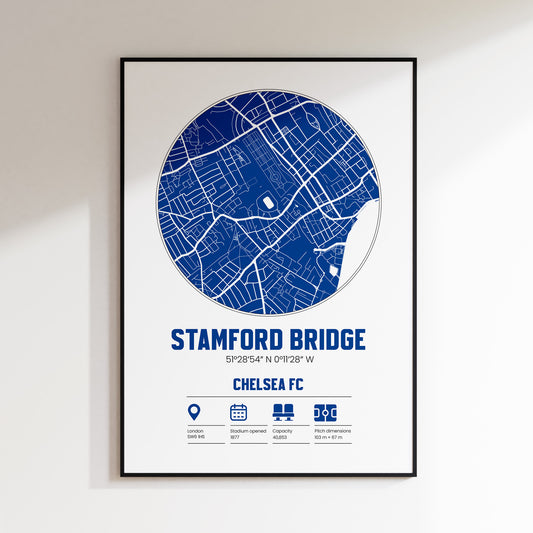 Stamford Bridge, Chelsea FC - Football Stadium Custom Map Print